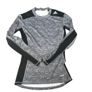 Adidas Techfit Compression Long Sleeve Shirt - Heather Grey/Black - Size S